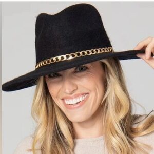 San Diego Hat Company Elegant Black Hat with Gold Chain Accent